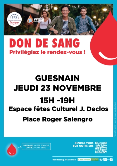 Don du sang le jeudi 23 novembre