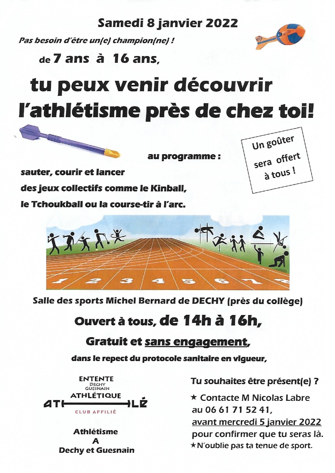 Affiche des portes ouvertes de l'EADG du samedi 8 janvier 2022