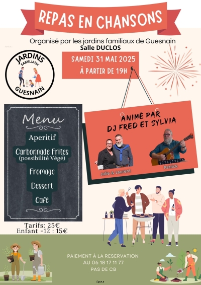 Repas en chansons organisé par les jardins familiaux