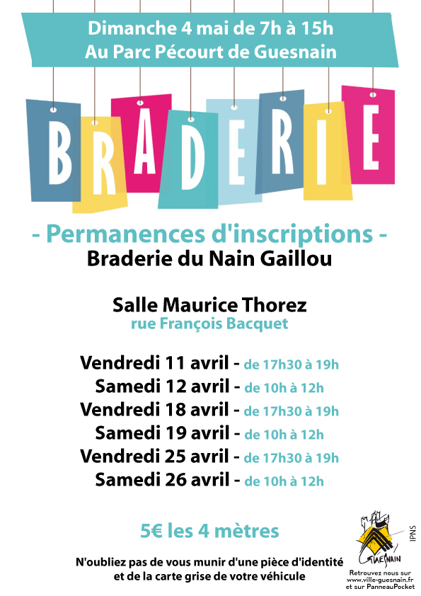 Inscriptions pour la braderie du Nain Gaillou